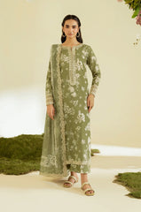 BrandsInn-3PC LAWN DIGITAL PRINTED EMB SHIRT WITH SILK PRINTED EMB DUPATTA AND PRINTED TROUSER-BI-001