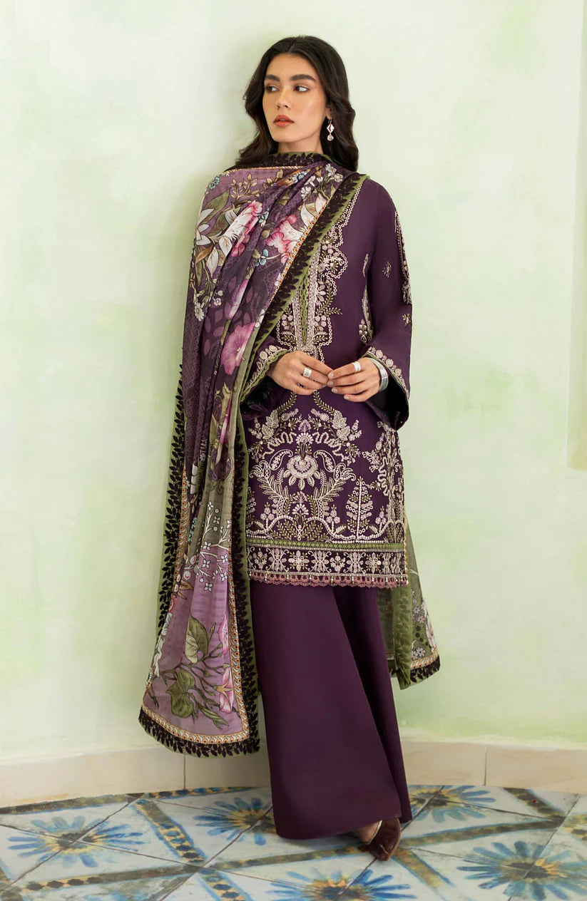 BrandsInn- 3PC LAWN EMBROIDERED SHIRT MONARK PRINTED DUPATTA AND TROUSER-BI-221