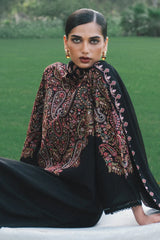 BrandsInn-3PC DHANAK EMBROIDERED SHIRT WITH DHANAK EMBROIDERED SHAWL AND TROUSER-BI-5289