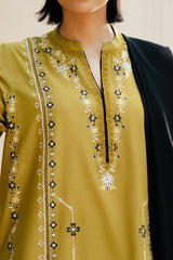 BrandsInn-3PC DHANAK EMBROIDERED SHIRT WITH DHANAK EMBROIDERED SHAWL & DHANAK TOUSER-BI-4222