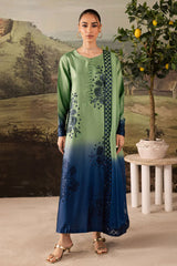 BrandsInn-3PC SHAMOZE SILK PRINTED EMBROIDERED SHIRT WITH SOFT SILK PRINTED EMB DUPATTA & TROUSER BI-1736
