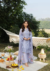 BrandsInn-3PC DHANAK EMBROIDERED SHIRT WITH DHANAK EMBROIDERED SHAWL AND TROUSER-BI-5218