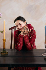 BrandsInn-3PC LAWN HEAVY EMBROIDERED SHIRT WITH KHADDI NET EMB DUPATTA AND TROUSER-BI-4898