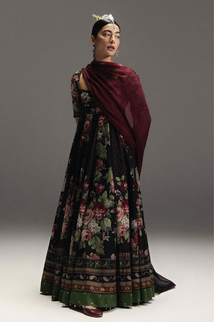 BrandsInn-3PC DIGITAL PRINTED FROCK WITH SILK PRINTED DUPATTA & DYED TROUSER-BI-070