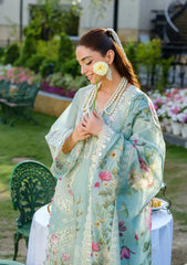 BrandsInn-3PC LAWN CHIKANKAARI EMBROIDERED SHIRT WITH CHIFFON PRINTED DUPATTA AND TROUSER-BI-4757