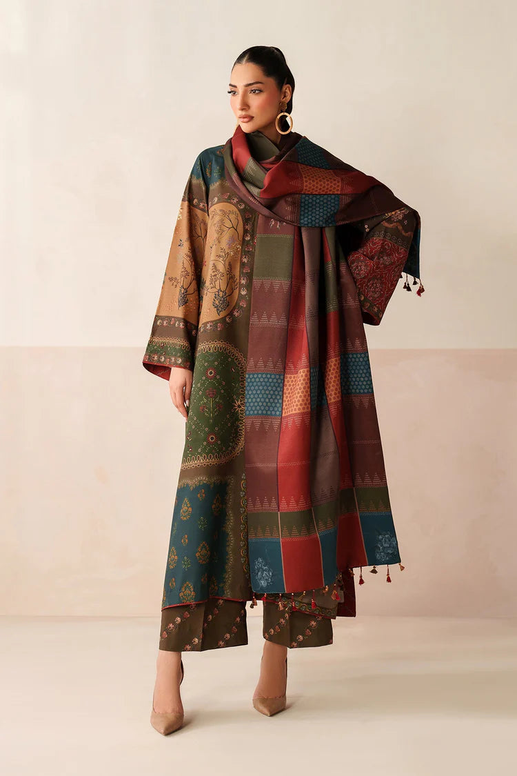 BrandsInn-3PC KHADDAR PRINTED SHIRT WITH KHADDAR PRINTED DUPATTA AND PRINTED TROUSER-BI-