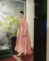 BrandsInn-3PC RAW SILK EMBROIDERED SHIRT WITH SILK EMBROIDERED DUPATTA AND EMB TROUSER-BI-5141