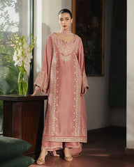 BrandsInn-3PC RAW SILK EMBROIDERED SHIRT WITH SILK EMBROIDERED DUPATTA AND EMB TROUSER-BI-5141