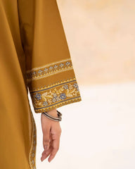 BrandsInn-3PC DHANAK EMBROIDERED SHIRT WITH WOOL PRINT SHAWL AND EMB TROUSER-BI-5070