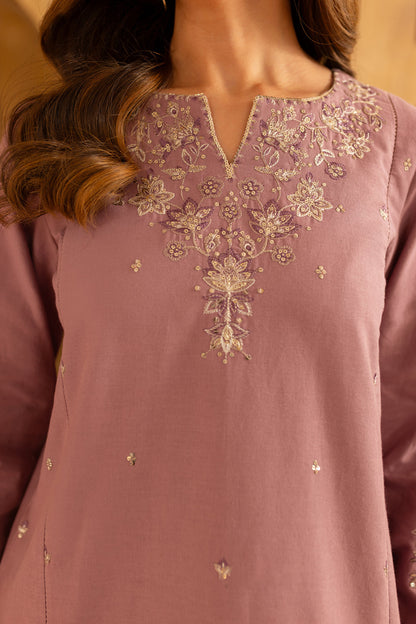BrandsInn-2PC SEQUIN DHANAK EMBROIDERED SHIRT WITH SEQUIN DHANAK EMBROIDERED TROUSER-BI-4095