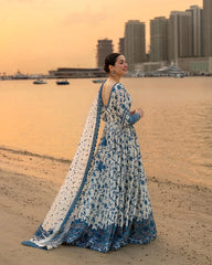 BrandsInn- 3PC DHANAK EMBROIDERED FROCK WITH KHADDI NET EMBROIDERED DUPATTA AND TROUSER-BI-5069