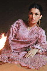 BrandsInn-3PC LAWN SEQUIN CHIKANKAARI EMBROIDERED SHIRT WITH KHADDI NET EMBROIDERED DUPATTA AND TROUSER-BI-4800