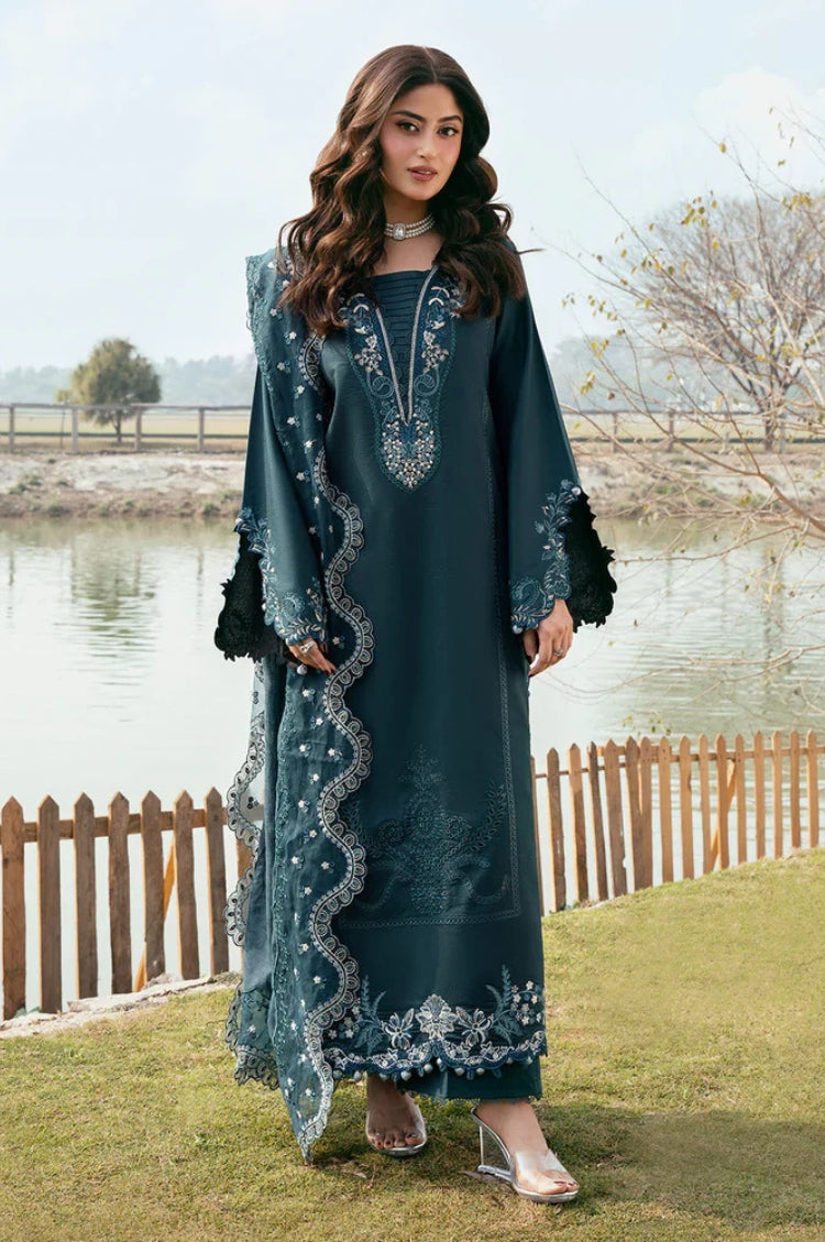 BrandsInn-3PC LAWN EMBROIDERED SHIRT WITH KHAADI NET EMBROIDERED DUPATTA AND TROUSER-BI-4822