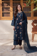 BrandsInn-3PC LAWN SEQUIN EMBROIDERED SHIRT WITH CHIFFON EMBROIDERED DUPATTA AND TROUSER-BI-4863