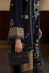 BrandsInn-3PC DHANAK EMBROIDERED SHIRT WITH DHANAK EMBROIDRED SHAWL & TROUSER -BI-4181