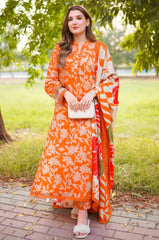 BrandsInn-3PC LAWN DIGITAL PRINTED SHIRT WITH SILK PRINTED DUPATTA AND PRINTED TROUSER-BI-030