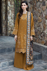 BrandsInn-3PC DHANAK EMBROIDERED SHIRT WITH WOOL DIGITAL PRINT SHAWL AND TROUSER-BI-5038