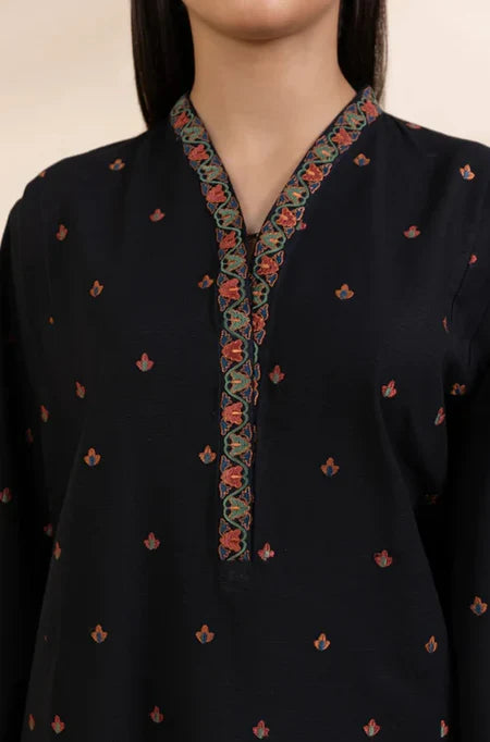 BrandsInn-3PC DHANAK EMBROIDERED SHIRT WITH COURTRAI PRINTED SHAWL & TROUSER-BI-4242