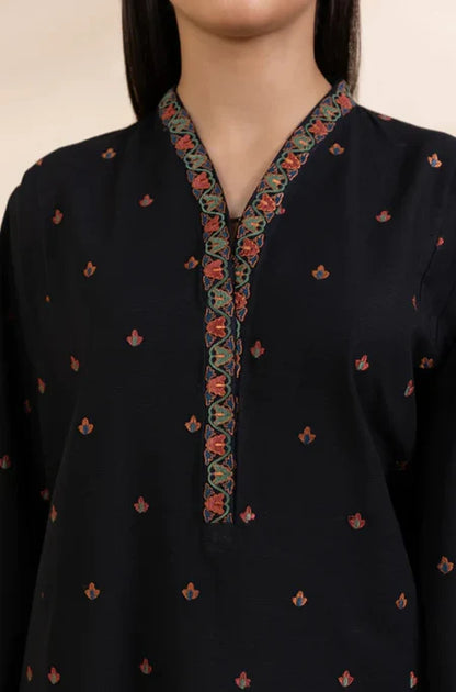 BrandsInn-3PC DHANAK EMBROIDERED SHIRT WITH COURTRAI PRINTED SHAWL & TROUSER-BI-4242