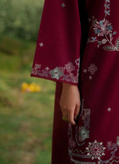 BrandsInn-3PC DHANAK EMBROIDERED SHIRT WITH DHANAK EMBROIDERED SHAWL AND TROUSER-BI-4373