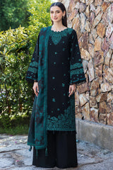 BrandsInn-3PC KHADDAR EMBROIDERED SHIRT WITH COURTRAI PRINTED SHAWL AND TROUSER-BI-4391