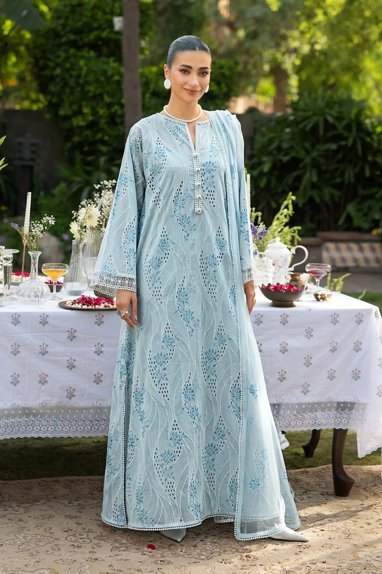 BrandsInn-3PC DHANAK EMBROIDERED SHIRT WITH CHIFFON EMBROIDERED DUPATTA AND TROUSER-BI-5177