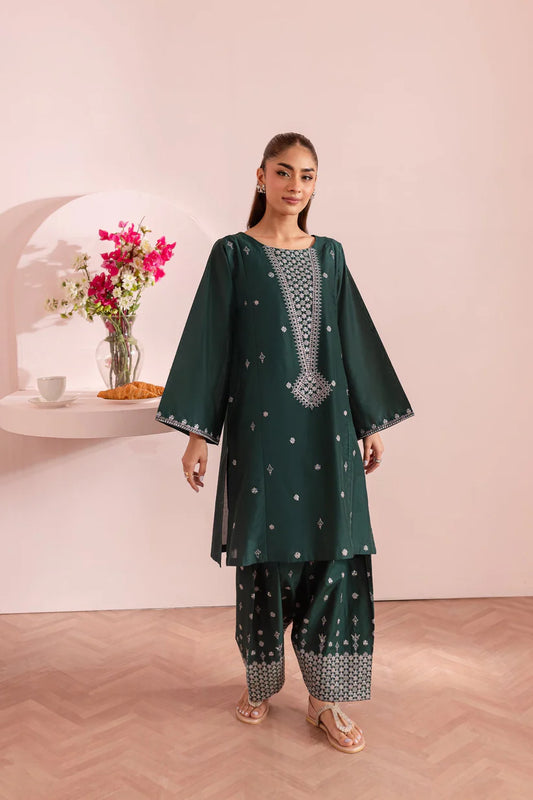 BrandsInn-2 PC DHANAK EMBROIDRED SHIRT WITH AND EMBROIDRED TROUSER-BI-4060