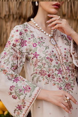 BrandsInn-3PC DHANAK EMBROIDERED SHIRT WITH WOOL PRINTED SHAWL AND EMB TROUSER -BI-5040