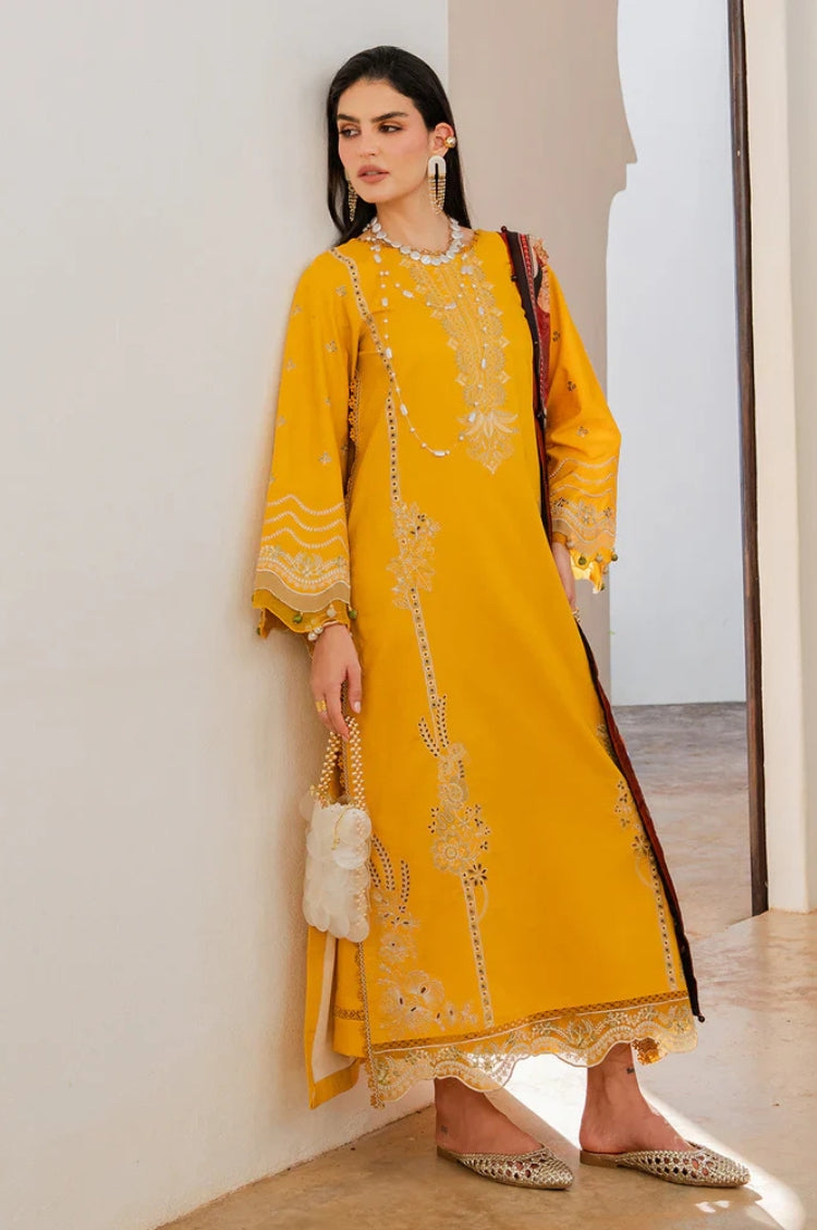 BrandsInn-3PC LAWN EMBROIDERED SHIRT WITH CHIFFON PRINT DUPATTA AND EMB TROUSER-BI-4821