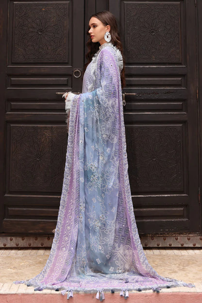 BrandsInn-3PC LAWN CHIKANKARI EMBROIDERED SHIRT WITH MONARK PRINTED DUPATTA AND EMB TRPUSER-BI-294