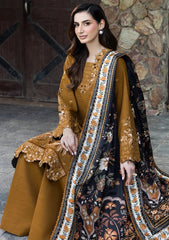 BrandsInn-3PC DHANAK EMBROIDERED SHIRT WITH WOOL DIGITAL PRINT SHAWL AND TROUSER-BI-5038
