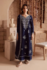 BrandsInn-3PC DHANAK EMBROIDERED SHIRT WITH CHIFFON EMBROIDERED DUPATTA AND EMB TROUSER -BI-4141
