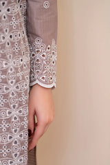 BrandsInn-3PC LAWN CHIKENKARI EMBROIDERED SHIRT WITH LAWN TUBE SLUB DUPATTA-BI-324