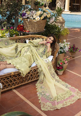 BrandsInn-3PC LAWN CHIKANKARI EMBROIDERED SHIRT WITH KHAADI NET EMB DUPATTA AND EMB TROUSER-BI-4601