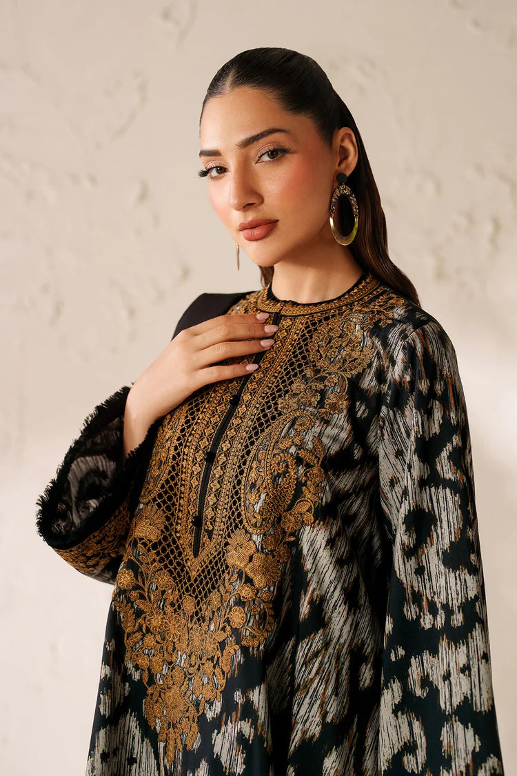 BrandsInn-3PC VISCOSE PRINTED EMB SHIRT WITH VISCOSE PRINTED DUPATTA AND TROUSER-BI-2639