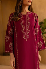BrandsInn-2PIECE DHANAK EMBROIDERED SHIRT WITH DHANAK EMB TROUSER-BI-15016