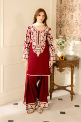 BrandsInn-3PC LAWN EMBROIDERED SHIRT WITH CHIFFON TYE & DYE DUPATTA AND TROUSER -BI-4656