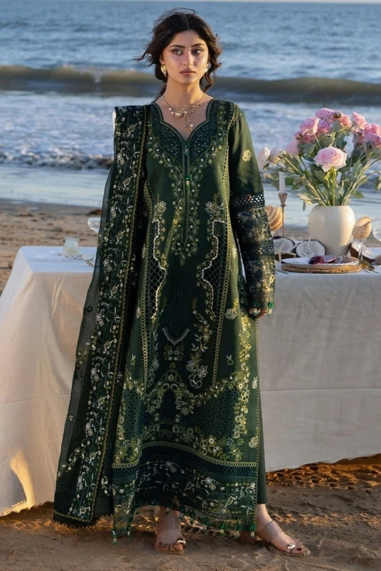BrandsInn-3PC DHANAK CHIKANKAARI EMBROIDERED SHIRT WITH DHANAK EMBROIDERED SHAWL AND TROUSER-BI-5259