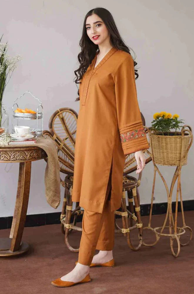 AISLING -3PC DHANAK EMBROIDERED SHIRT WITH DHANAK EMBROIDERED SHAWL& TROUSER -BI-4072