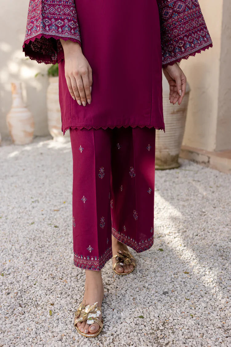 BrandsInn-2PC DHANAK SEQUENCE EMBROIDERED SHIRT WITH SEQUIN EMB TROUSER-BI-116