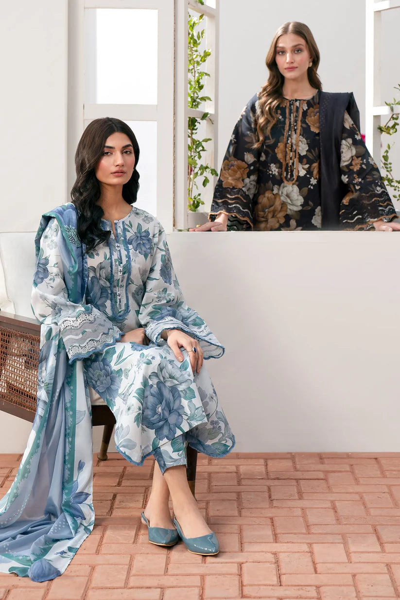 BrandsInn-3PC LAWN PRINTED SHIRT WITH CHIFFON PRINT DUPATTA AND PRINT TROUSER-BI-424