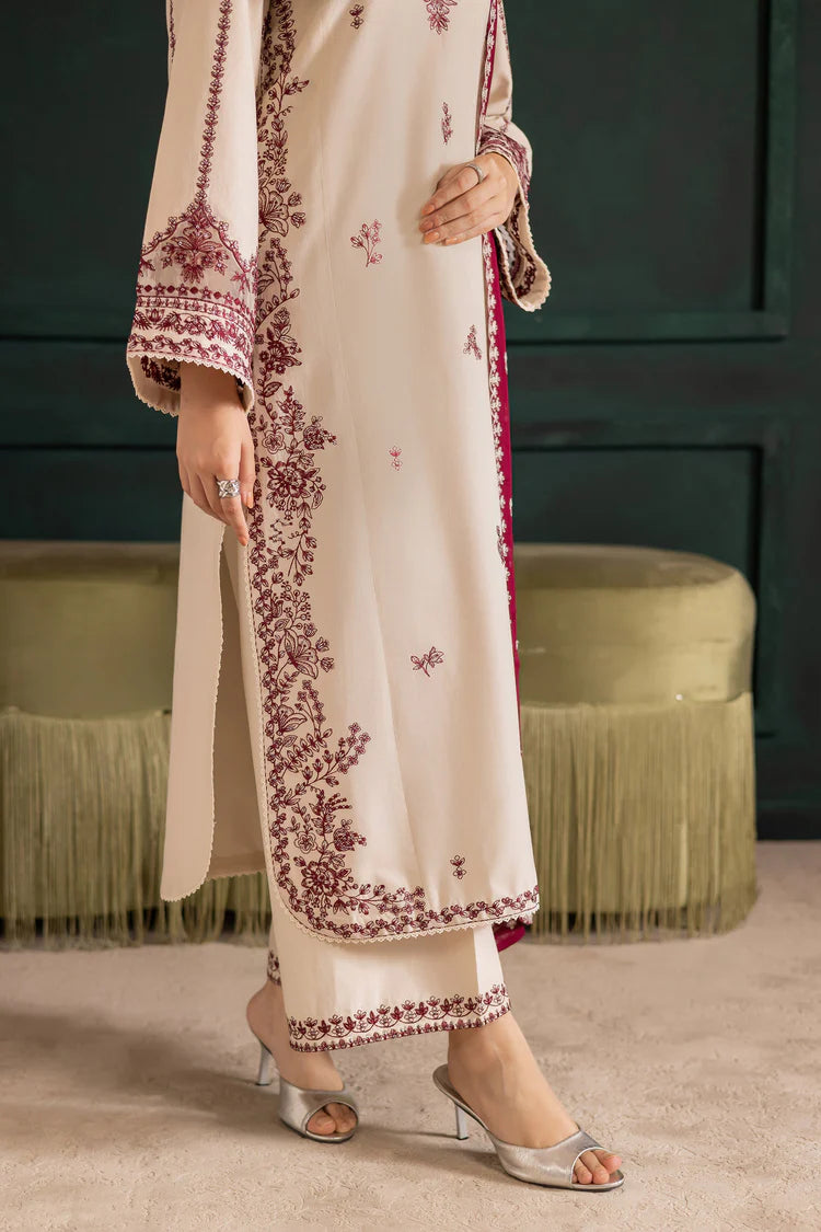 BrandsInn-3PC DHANAK EMBROIDERED SHIRT WITH DHANAK CHIFFON EMBROIDERED DUPATTA AND EMB TROUSER-BI-4348