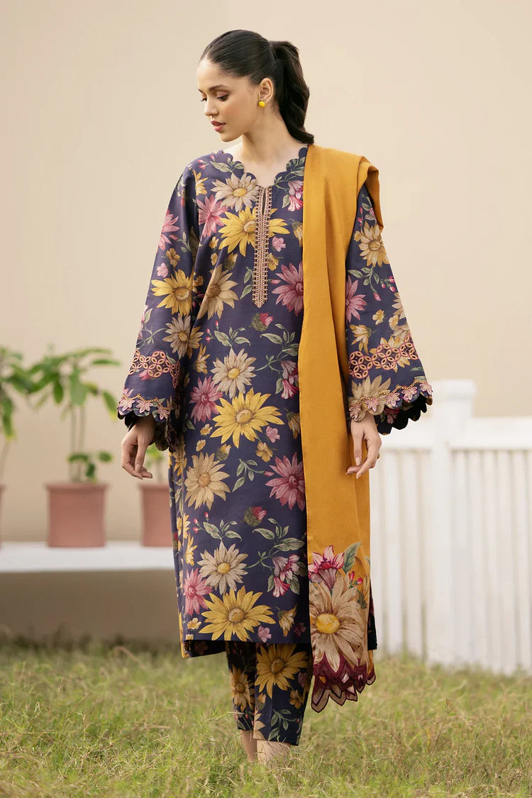 BrandsInn-3PC KHADDAR PRINTED SHIRT WITH KHADDAR PRINT DUPATTA AND PRINT TROUSER-BI-2630
