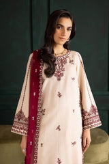 BrandsInn-3PC DHANAK EMBROIDERED SHIRT WITH DHANAK CHIFFON EMBROIDERED DUPATTA AND EMB TROUSER-BI-4348