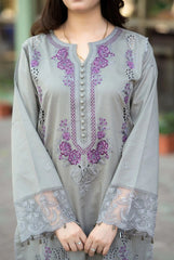 BrandsInn-3PC DHANAK EMBROIDERED SHIRT WITH CHIFFON EMBROIDERED DUPATTA AND TROUSER BI-5211