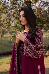 BrandsInn-3PC DHANAK EMBROIDERED SHIRT WITH CHIFFON EMBROIDERED DUPATTA AND EMB TROUSER -BI-5163