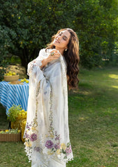 BrandsInn-3PC DHANAK EMBROIDERED SHIRT WITH DHANAK EMB SHAWL AND TROUSER-BI-5217
