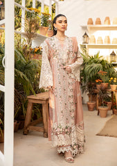 BrandsInn-3PC LAWN CHIKAN EMBROIDERED SHIRT WITH KHADDI NET EMBROIDERED DUPATTA AND TROUSER-BI-4767