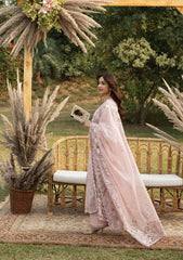BrandsInn-3PC DHANAK EMBROIDERED SHIRT WITH DHANAK EMBROIDERED SHAWL AND TROUSER-BI-5255