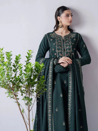 ASIM JOFA-3PC DHANAK EMBROIDERED SHIRT WITH DHANAK EMBROIDERED SHAWL & TROUSER-BI-4169